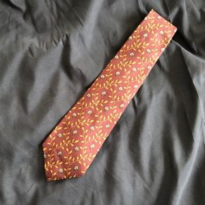 COACH Men's Silk Tie Burgundy Brown Vines VINTAGE